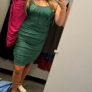 Elegant Green Strapless Dress